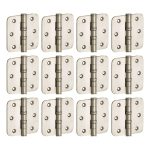 Set van 12 kogellagerscharnieren 76x76 ronde hoek vlak glans nikkel