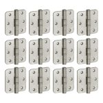 Set van 12 kogellagerscharnieren 76x76 ronde hoek vlak mat nikkel ongelakt