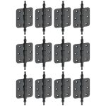 Set van 12 kogellagerscharnieren 89x89 ronde hoek vaas mat zwart