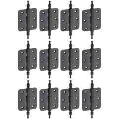 Set van 12 kogellagerscharnieren 89x89 ronde hoek vaas mat zwart