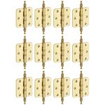 Set van 12 kogellagerscharnieren 89x89 ronde hoek vaas messing ongelakt