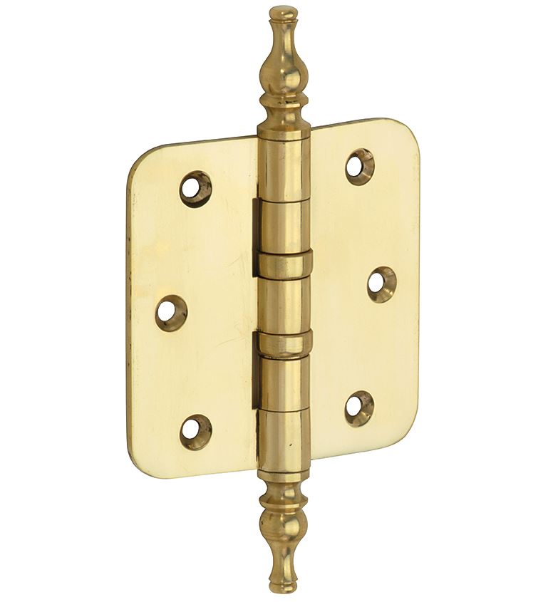 Set van 12 kogellagerscharnieren 89x89 ronde hoek vaas messing ongelakt - Afbeelding 3