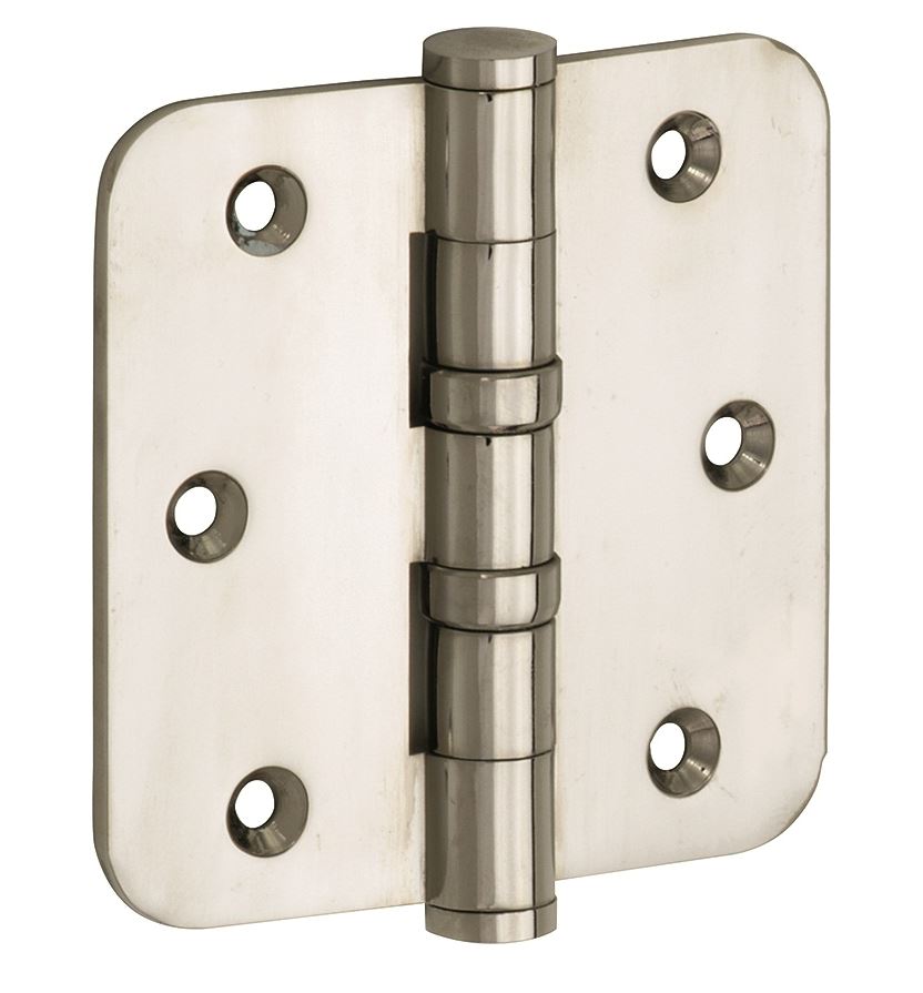 Set van 12 kogellagerscharnieren 89x89 ronde hoek vlak glans nikkel - Afbeelding 3