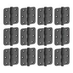 Set van 12 kogellagerscharnieren 89x89 ronde hoek vlak mat zwart