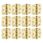 Set van 12 kogellagerscharnieren 89x89 ronde hoek vlak messing ongelakt