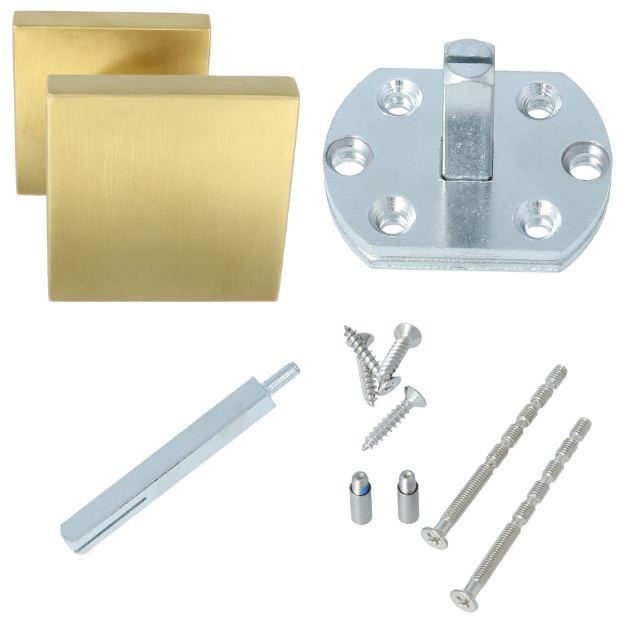 Voordeurknop BASIC BSQ60V vast op rozet PVD mat goud - Afbeelding 4