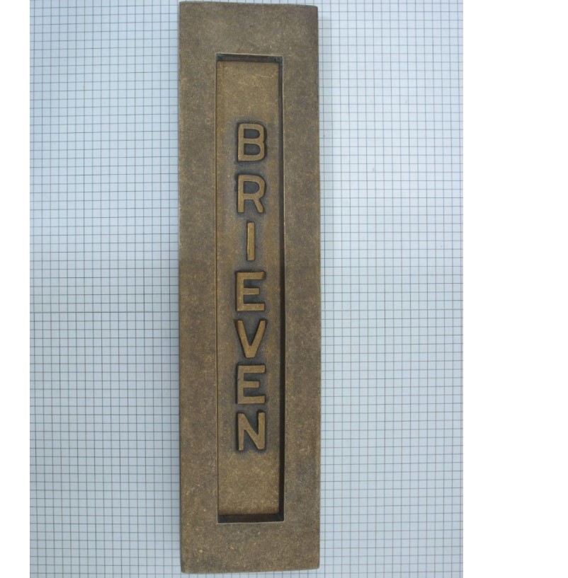 Brievenbus verticaal met opdruk messing antiek - Afbeelding 2