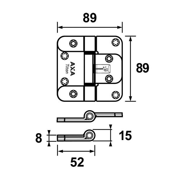 AXA veiligheidsscharnier Titan 89x89 SKG3 zwart - Afbeelding 2