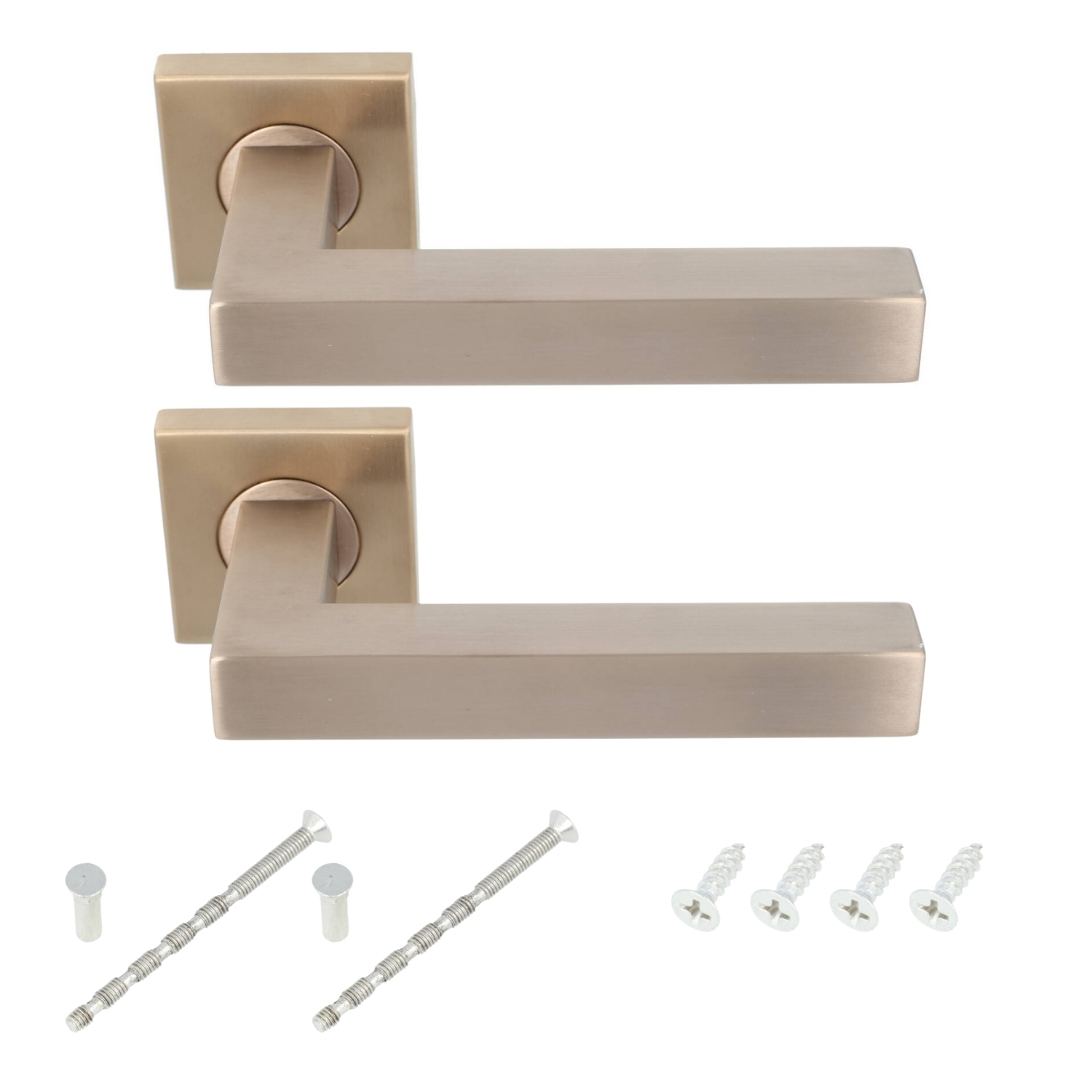 Deurklink BASIC BSQ1-G op vierkant rozet PVD licht brons - Afbeelding 5