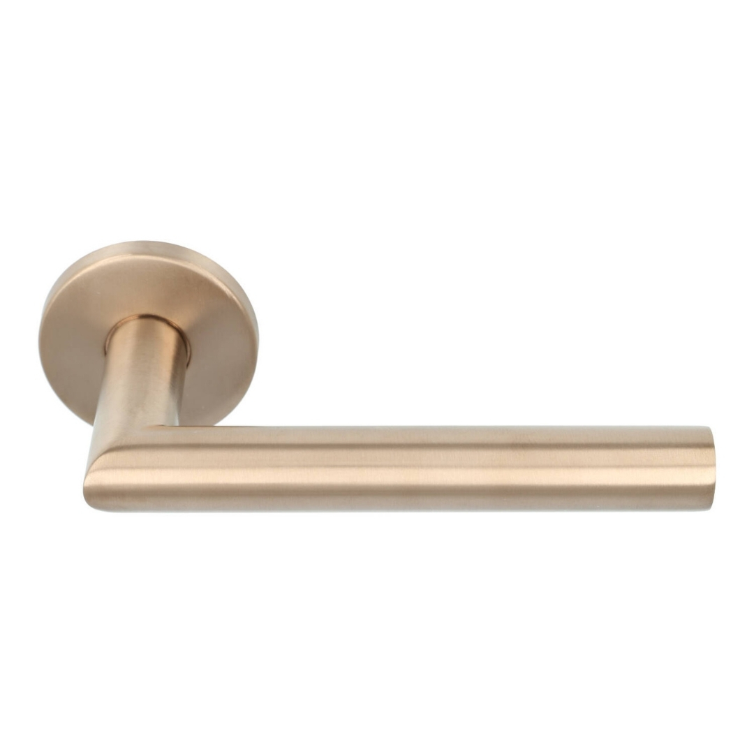 Deurklink BASIC LBII-19 op ronde rozet PVD licht brons