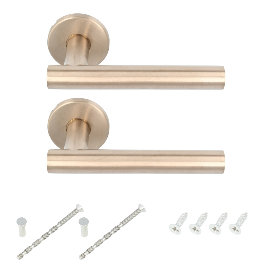 Deurklink BASIC LBVII-19 op ronde rozet PVD licht brons - Afbeelding 5