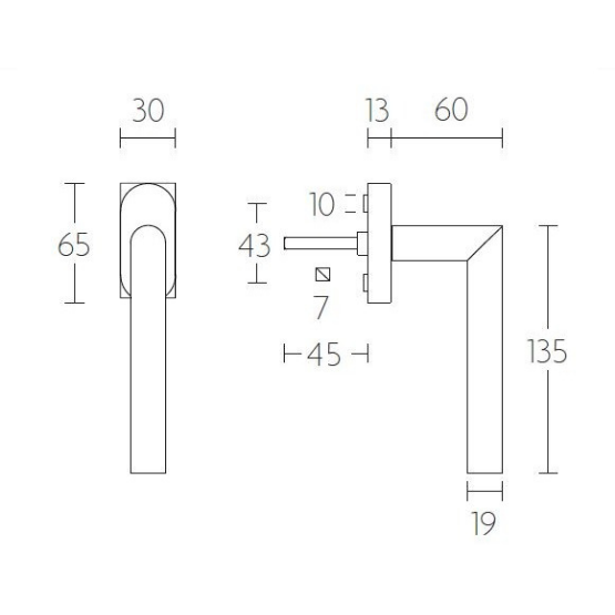 Draaikiepgarnituur BASIC LBII-19DK-Q PVD licht brons - Afbeelding 2