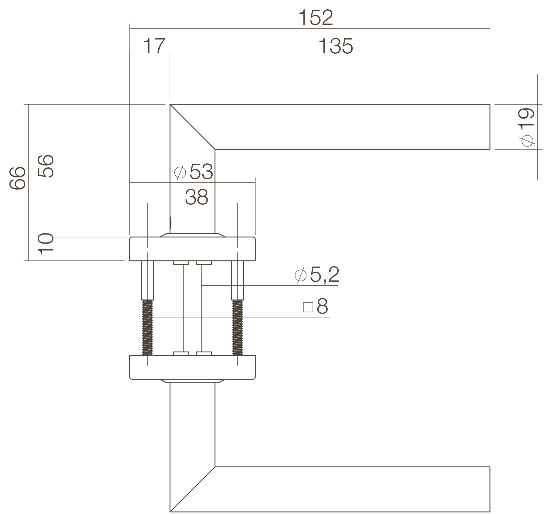 Intersteel deurklink Jura op rozet verdekt ø53x10mm PVD messing getrommeld - Afbeelding 2