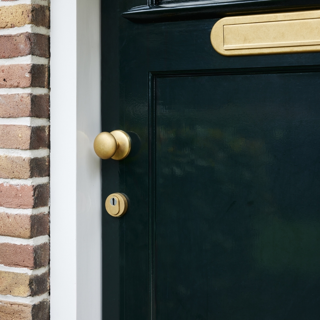 Intersteel voordeurknop paddenstoel ø58mm éénzijdige montage PVD messing getrommeld - Afbeelding 3