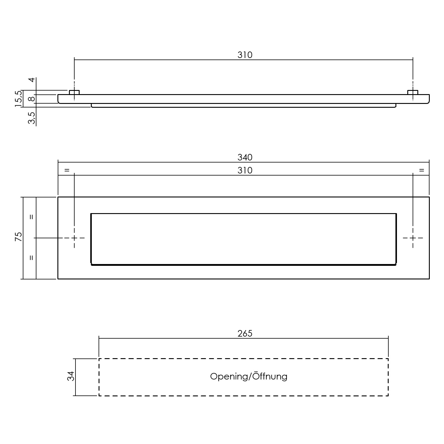 Intersteel briefplaat rechthoekig met klep/regenrand PVD messing getrommeld - Afbeelding 2