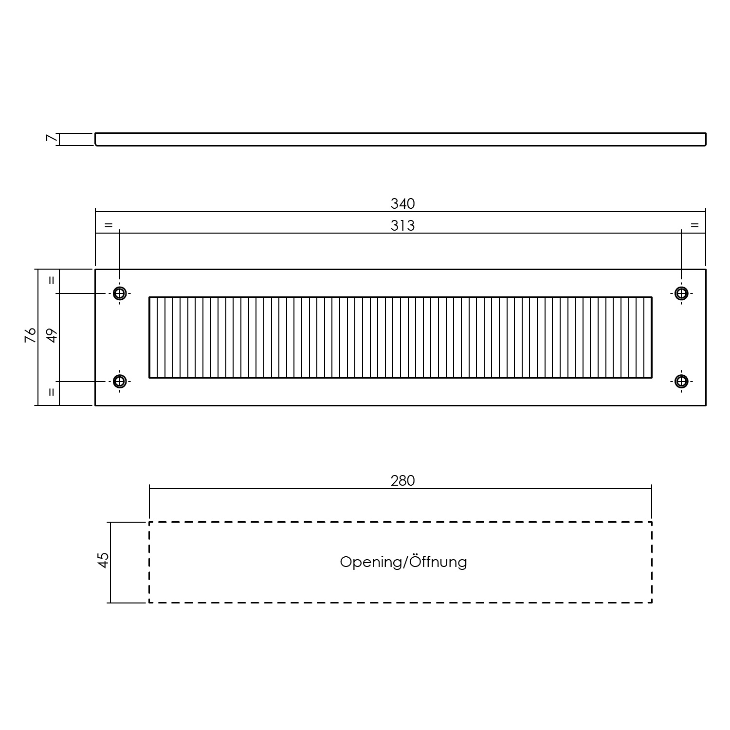 Intersteel tochtwering rechthoekig PVD messing getrommeld - Afbeelding 2