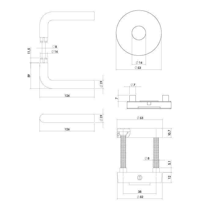 Intersteel SKG3 veiligheid achterdeur set Luzern rond PVD messing getrommeld - Afbeelding 2