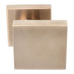 Voordeurknop vierkant excentrisch vast op rozet PVD licht brons