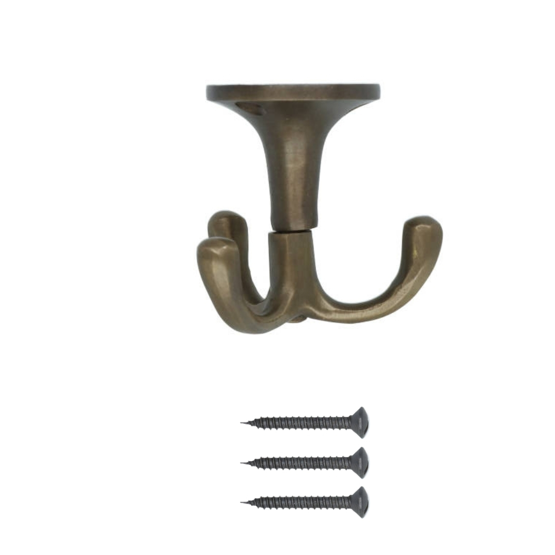 Kapstokhaak onderbouw draaibaar messing brons - Afbeelding 3