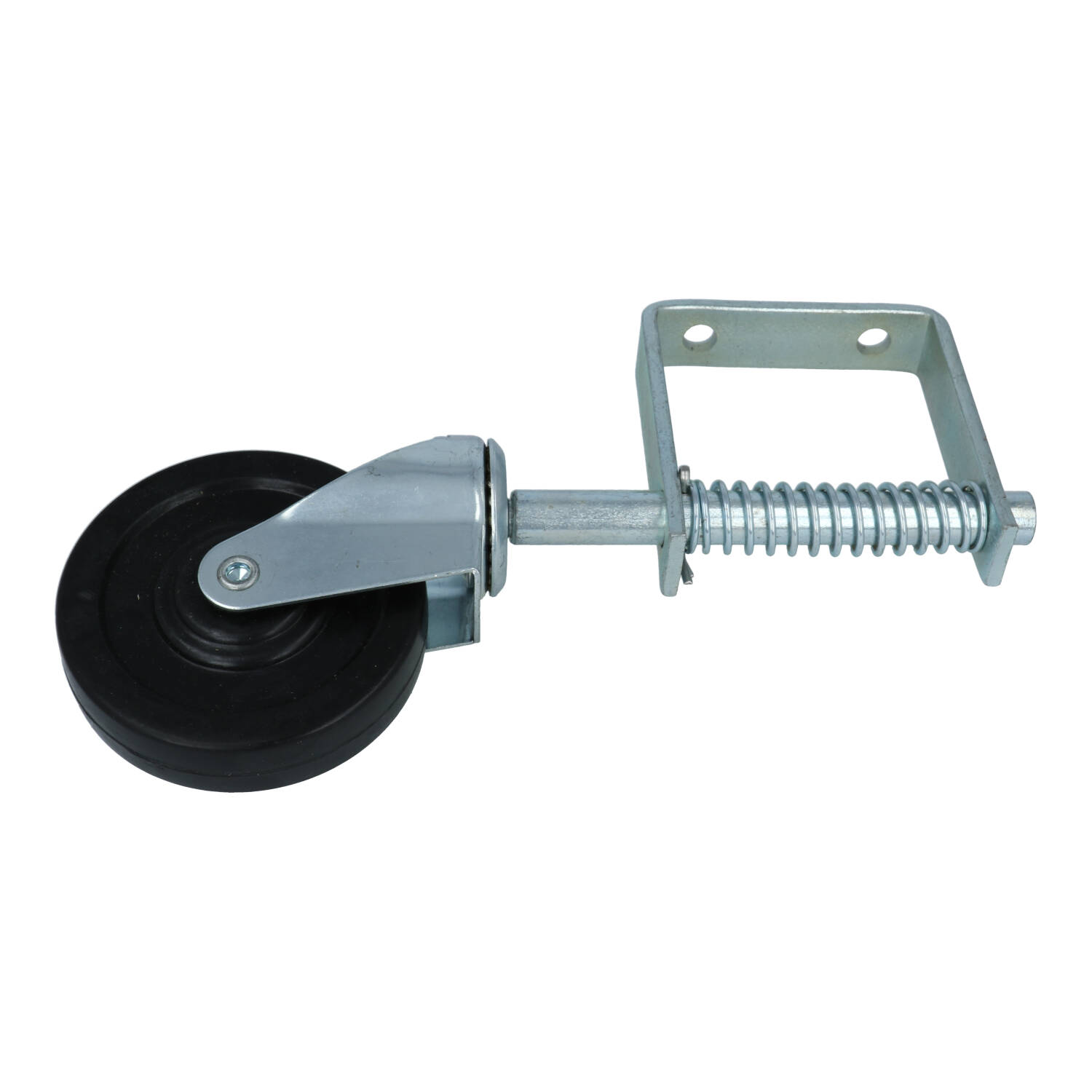 Poortwiel met veer 100 mm staal/rubber - Afbeelding 3