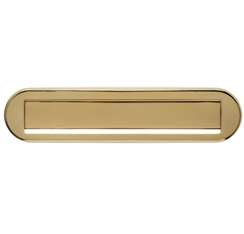 Intersteel briefplaat ovaal met klep/regenrand PVD messingkleur