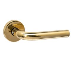 Intersteel set achterdeurbeslag rond deurklink Luzern met massieve rozetten PVD messingkleur