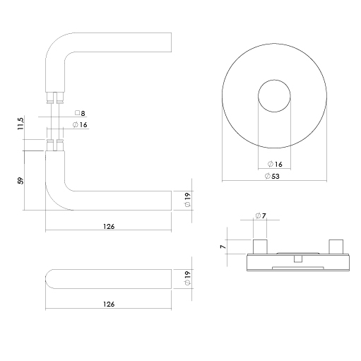 Intersteel set achterdeurbeslag rond deurklink Luzern met massieve rozetten rvs getrommeld - Afbeelding 2
