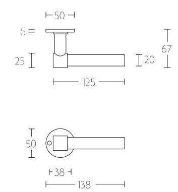 Deurklink PIET BOON PBL20XL/50 PVD licht brons - Afbeelding 2