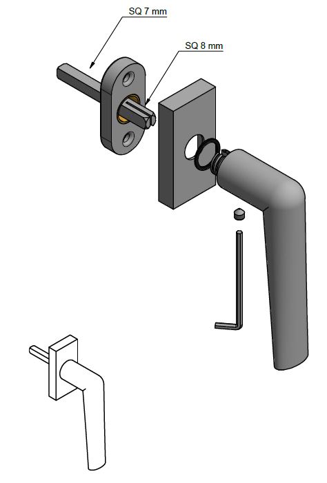 Draaikiepgarnituur Piet Boon INC PBI102-DK Rechts PVD licht brons - Afbeelding 3