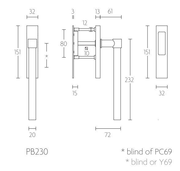 Hef/schuifdeurbeslag PIET BOON PB230Y PC69 PVD licht brons - Afbeelding 2