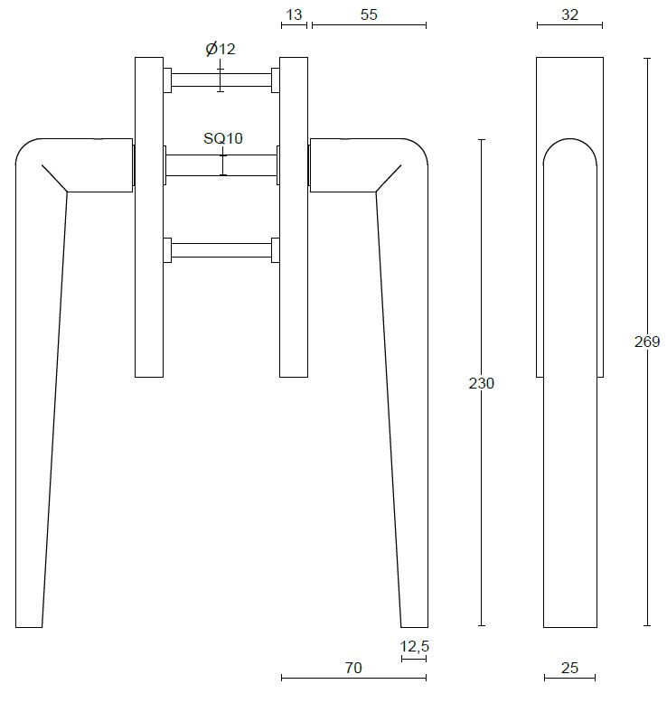 Hef/schuifdeurbeslag PIET BOON INC PBI230PA Blind PVD licht brons - Afbeelding 2