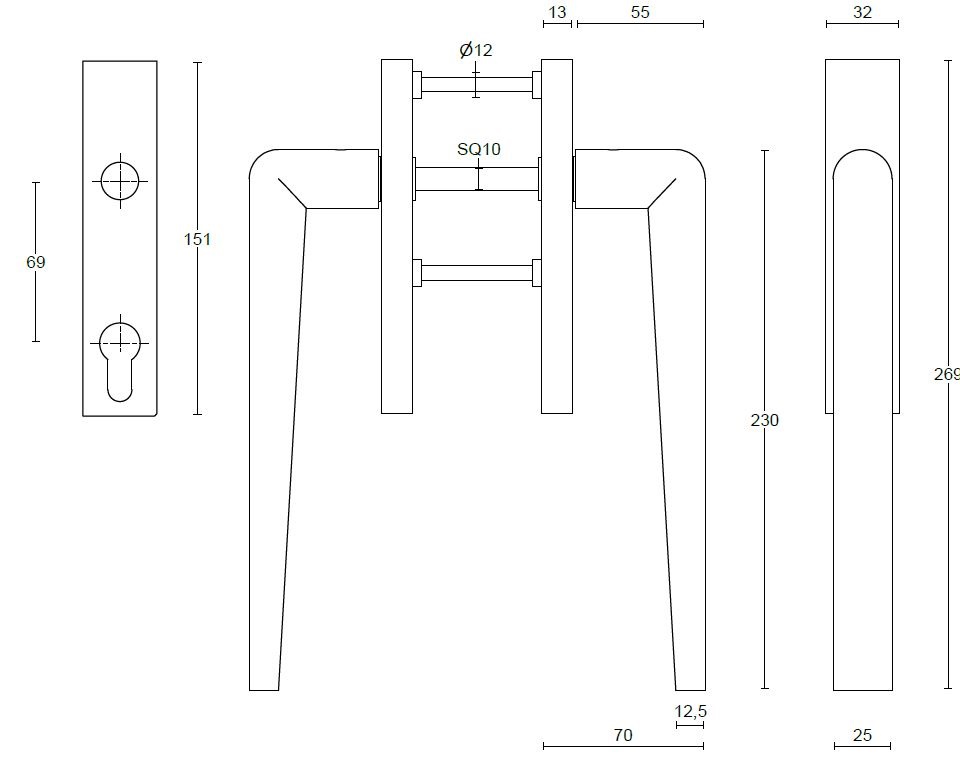 Hef/schuifdeurbeslag PIET BOON INC PBI230PAY PC69 PVD licht brons - Afbeelding 2