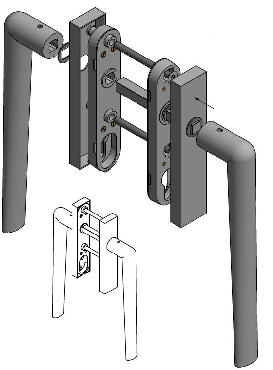 Hef/schuifdeurbeslag PIET BOON INC PBI230PAY PC69 PVD licht brons - Afbeelding 3