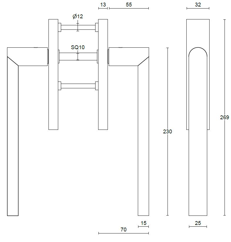 Hef/schuifdeurbeslag PIET BOON ARC PBA230PA Blind PVD licht brons - Afbeelding 2