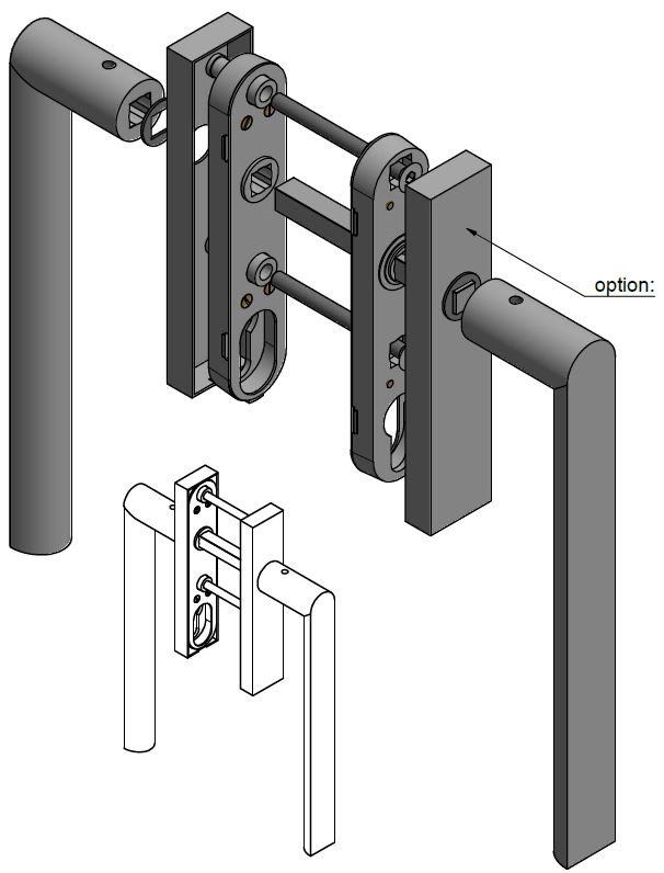 Hef/schuifdeurbeslag PIET BOON ARC PBA230PA Blind PVD licht brons - Afbeelding 3