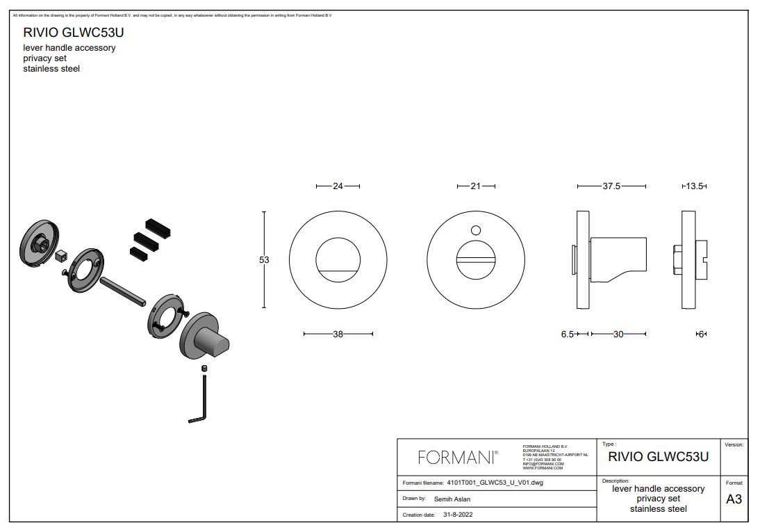 Toiletgarnituur RIVIO by Gensler GLWC53 pvd licht brons - Afbeelding 2