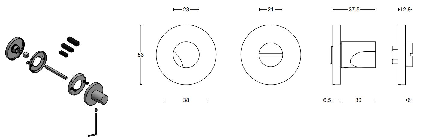 Toiletgarnituur ECLIPSE DRWC53 PVD licht brons - Afbeelding 2