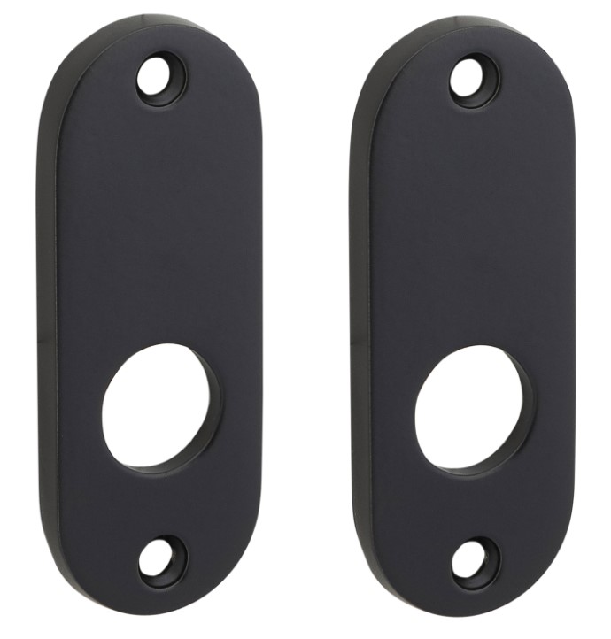 Set van twee krukrozetten patent ovaal mat zwart