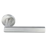 Deurklink Ellips 90˚ op rond rozet rvs