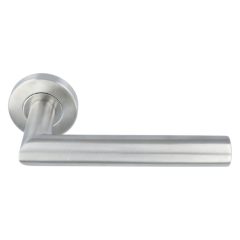 Deurklink Ellips 90˚ op rond rozet rvs