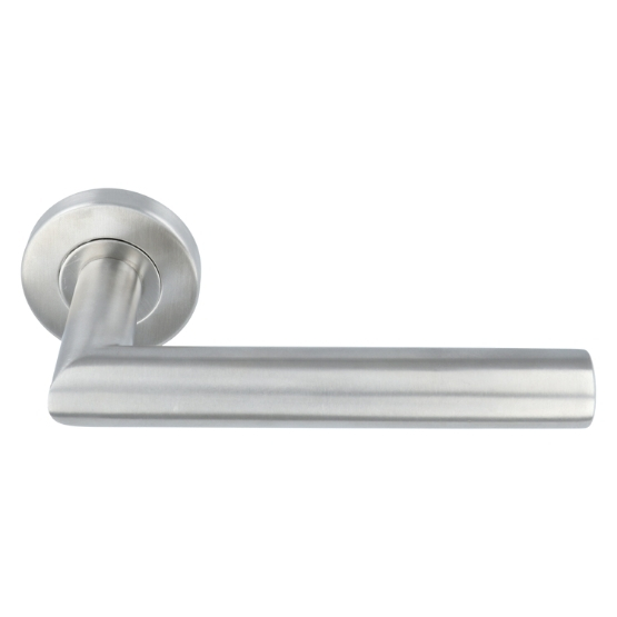 Deurklink Ellips 90˚ op rond rozet rvs