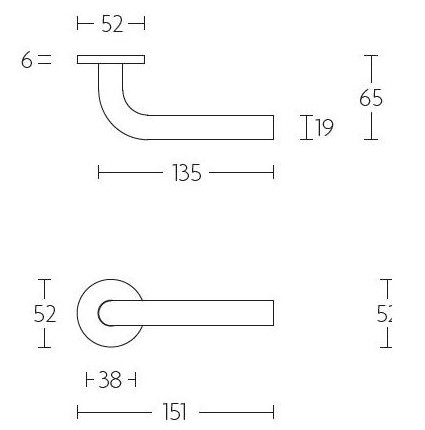Deurklink Patrick op ronde rozet PVD licht brons - Afbeelding 2