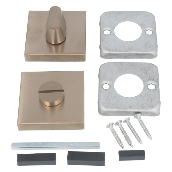 WC-sluiting Vierkant Blind 53x53x10 mm PVD licht brons - Afbeelding 4