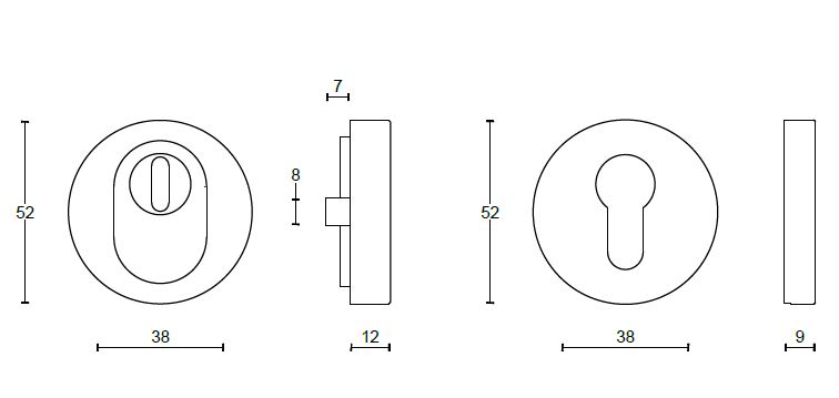 SKG3 Veiligheid-rozet + kerntrekbeveiliging BVEIL-KT PVD licht brons - Afbeelding 2