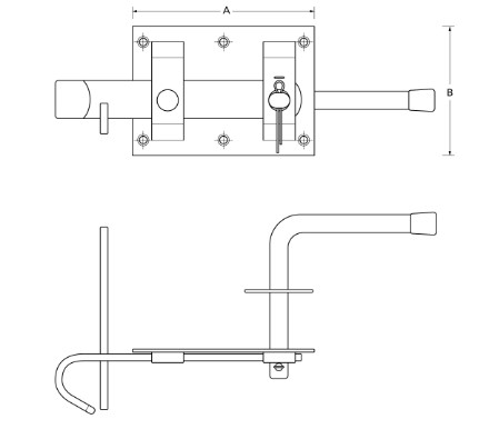 Boerenklinkstel 120x85 mm zwart - Afbeelding 2