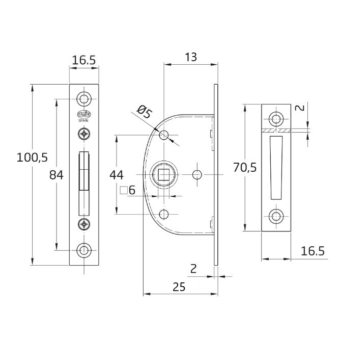 Insteek raamslot 13 mm zwart - Afbeelding 2