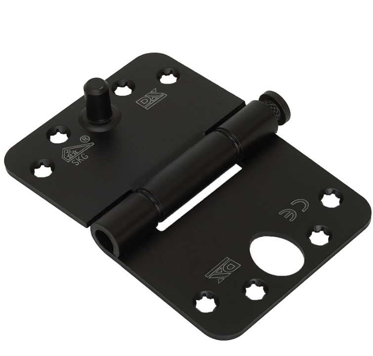 Nylon glijlagerscharnier doorgezette knoop ronde hoeken 89x125 mm zwart gelakt SKG3