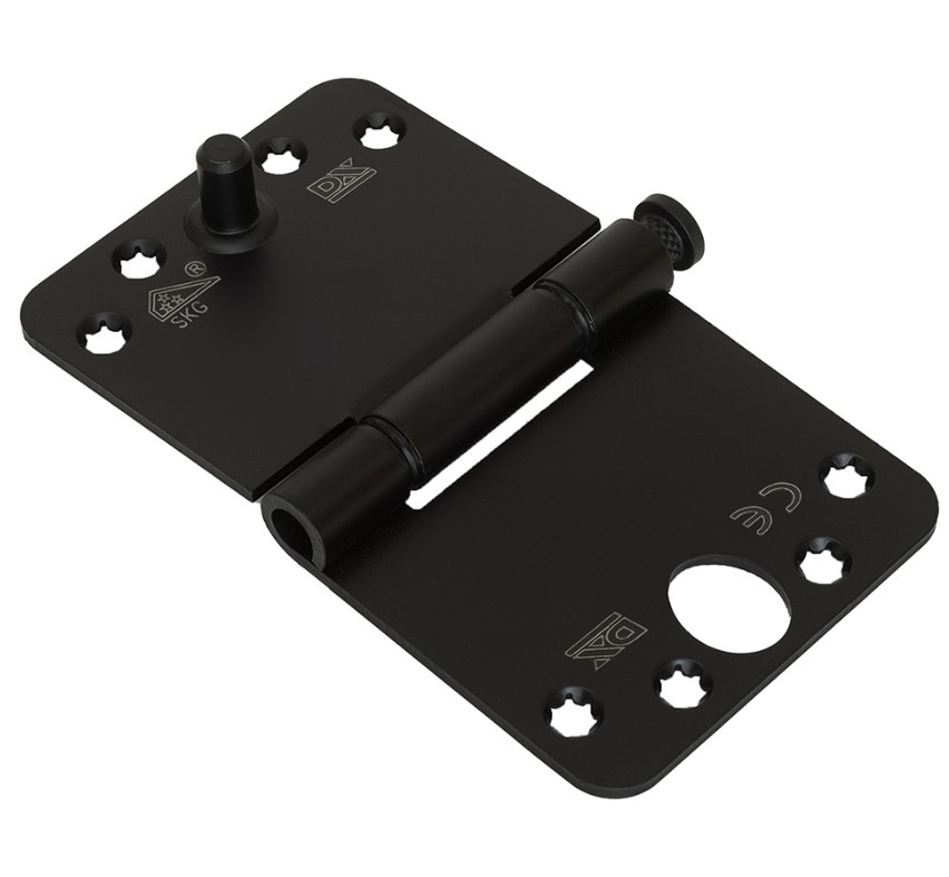 Nylon glijlagerscharnier doorgezette knoop ronde hoeken 89x150 mm zwart gelakt SKG3