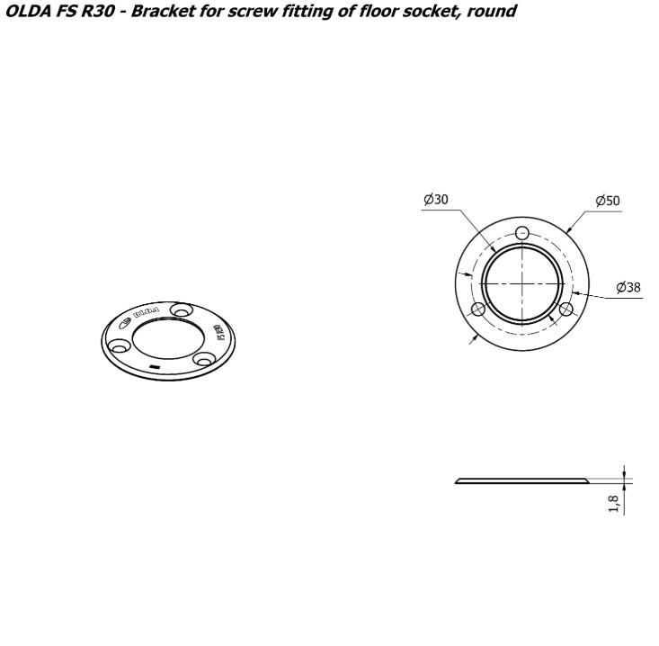 Olda afdekplaatje tbv sluitpotten FSR-serie rvs - Afbeelding 2