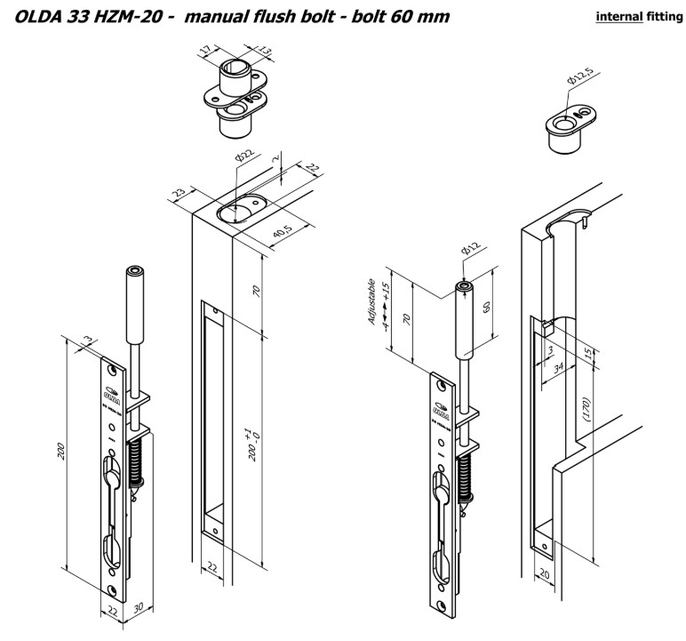 Olda kantschuif type 33 doornmaat 20mm voor stalen/aluminium deuren staal verzinkt - Afbeelding 3